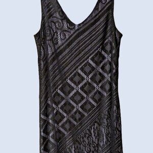 Vintage Sz 12 Harlow Evening Party Dress, 90's retro1920's Flapper, black lilac